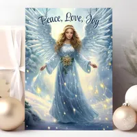 Peace Love Joy Elegant Angel Christmas Holiday Card