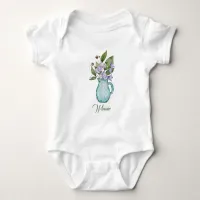 Watercolor Purple Sweet Pea Flowers Baby Bodysuit