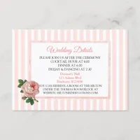 Vintage Pink Rose Wedding Detail Card