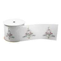 Rustic Christian Christmas Carol Typography Satin Ribbon