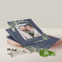 BUDGET Navy Blue Eucalyptus Photo Save the Date Flyer