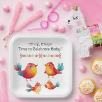 Bird-Themed Baby Shower Cute Watercolor Paper Plates