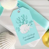 Coastal Beach Christmas Aqua Blue Gift Tags