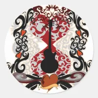 Guitar Tattoo Classic Round Sticker