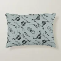 Simple Black Hearts, Floral, Infinity on Gray | Accent Pillow