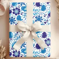 Bluebird Floral Wrapping Paper