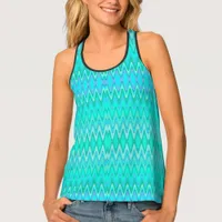 Modern zigzag pattern - waves in turquoise tank top