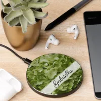 Green Annabelle Hydrangea Flowers Wireless Charger