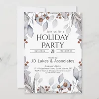 Elegant Winter Botanicals Monochrome Holiday Party Invitation