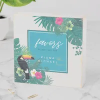 Watercolor Tropical w/Toucan Favors Teal ID577 Wooden Box Sign