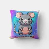 Cute Kawaii Chinese Zodiac Year of the Rat | Throw Pillow