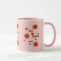 Best mum - daisies and poppies, custom  mug