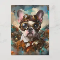 Adorable Steampunk French Bulldog Postcard