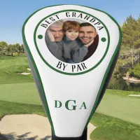 BEST GRANDPA BY PAR Photo Monogram Initials Green Golf Head Cover