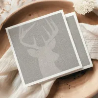 Rustic Gray Burlap Deer Buck Napkins