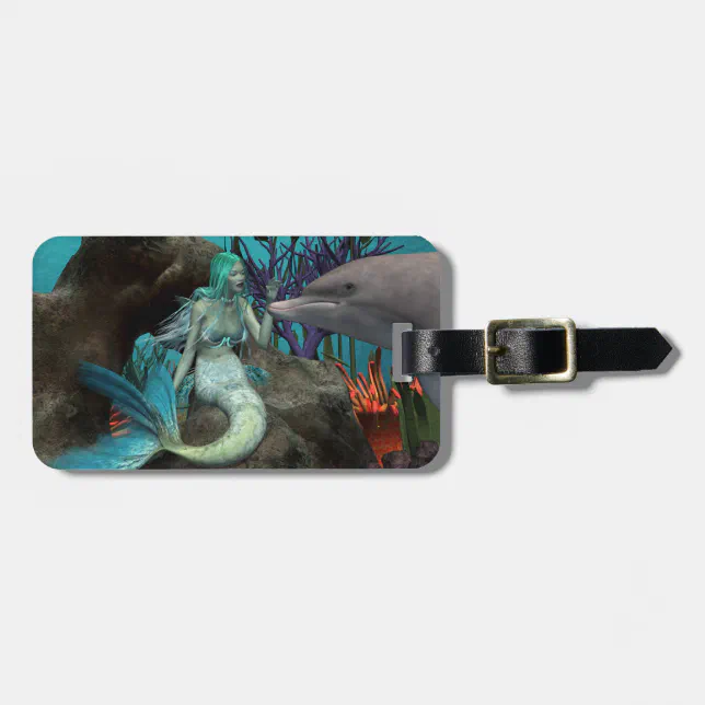 Mermaid and Dolphin Under the Sea Luggage Tag