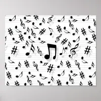 Abstract Composer Musical Notes Pattern Poster