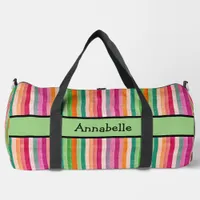 Red and Green Vibrant Stripe  Duffle Bag