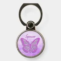 Purple Butterfly Personalized   Phone Ring Stand