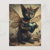 Sad Black Cat Fairy Postcard