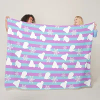 Lavender and Blue Snowflakes, Mittens and Hats Fleece Blanket