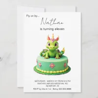 *~* Green  Baby Dragon Photo AP88 Birthday Party Invitation