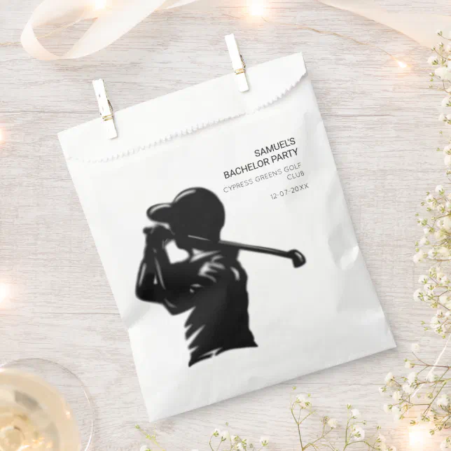 Black golfer Golfing Trip Bachelor Party minimal  Favor Bag