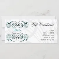 aqua ,black and white Chic Gift Certificates