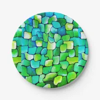 Contemporary Green Pattern Paper Plates