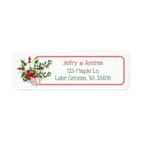 White Christmas Ornament and Holly  Address Labels