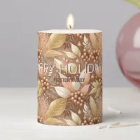 Pink Gold Christmas Pattern#8 ID1009 Pillar Candle