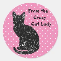 "From the Crazy Cat Lady" Envelope Sealers Classic Round Sticker