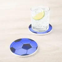 Blue American Soccer or Association Football Coaster