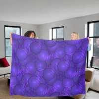 Purple planets, modern fractal pattern fleece blanket