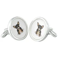 Chihuahuas: Cute Black Tan White Chihuahua Dog Cufflinks