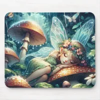 Ethereal Fairy Sleeping on a Mushroom Mouse Pad