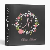 Chalkboard Monogram Bridal shower Recipe Folder