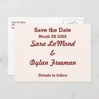 Personalized Bride & Groom Save the Date Postcard