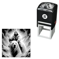 (AI Generated ) Jesus on a polar bear  Self-inking Stamp