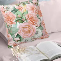 Rose Garden Pattern Peach ID764 Throw Pillow