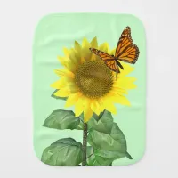 Pretty Yellow Sunflower and Orange Butterfly Baby Burp Cloth