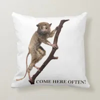 Funny Weird Taxidermy Monkey Lemur | Big Eyes Throw Pillow