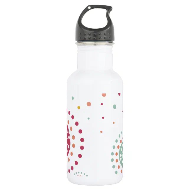 abstract colorful dandelion flowers dots stainless steel water bottle