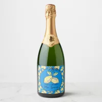 Hand Drawn Lemon Main Squeeze Bridal Shower Cheers Sparkling Wine Label