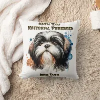 Shih Tzu Celebration on National Purebred Dog Day Throw Pillow