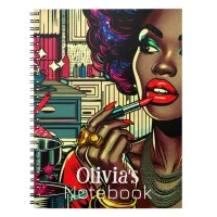 Beautiful Woman Putting on Lipstick Personalized Notebook