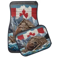 Beaver Builds Lodge by Canadian Waters Car Floor Mat