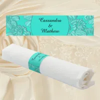 Elegant Daisies in Floral Turquoise Wedding Napkin Bands