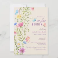 Elegant Wildflower Butterfly Garden Easter Brunch Invitation