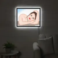 Blue Eyed Woman in Pearls  LED Sign